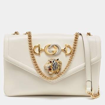 Pre Owned Gucci Off White Leather Medium Rajah Shoulder Bag