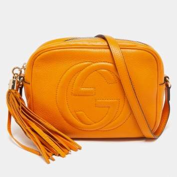 Pre Owned Gucci Mustard Yellow Leather Small Soho Disco Shoulder Bag