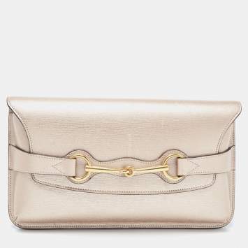 Pre Owned Gucci Metallic Leather Bright Bit Clutch