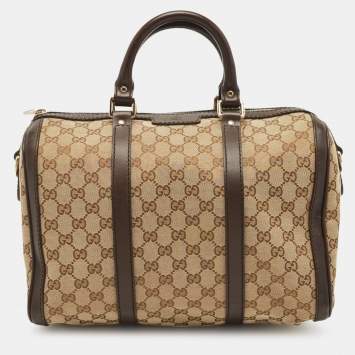Pre Owned Gucci Beige/Ebony GG Canvas Medium Joy Boston Bag