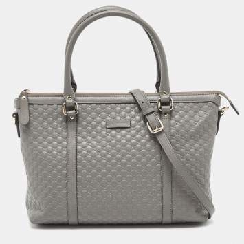 مملوكة مسبقًا Gucci Grey Microguccissima Leather Margaux Tote