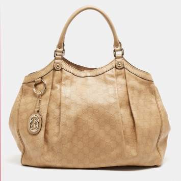Pre Owned Gucci Tan Guccissima Leather Large Sukey Tote