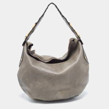 Pre Owned Gucci Pale Green Leather Medium Pelham Hobo 