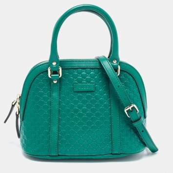 Pre Owned Gucci Green Microguccissima Leather  Mini Nice Dome Bag