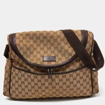 Pre Owned Gucci Beige/Ebony GG Canvas Original Baby Changing Bag
