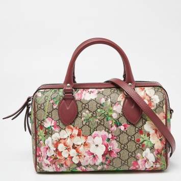 Pre Owned Gucci Multicolor GG Supreme Canvas and Leather Small Blooms Boston Bag