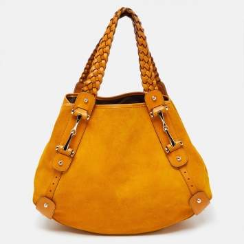 Pre Owned Gucci Mustard Suede and Leather Pelham Hobo