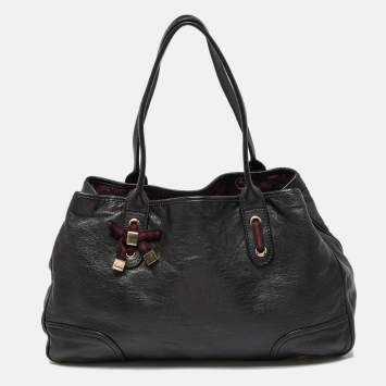 Pre Owned Gucci Black Leather Princy Tote 