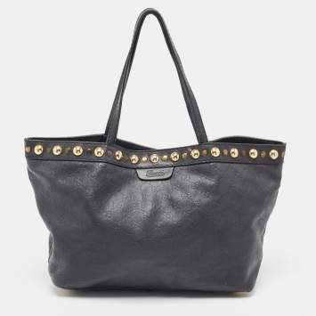 Pre Owned Gucci Black Guccissima Leather Babouska Shopper Tote
