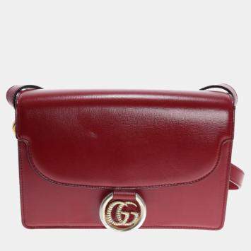 Pre Owned Gucci Red Leather Shoulder Bag (589474)