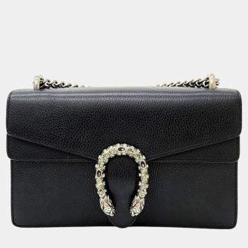 Pre Owned Gucci Black Leather Dionysus Shoulder Bag 