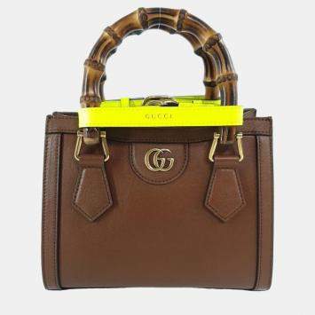 مملوكة مسبقًا Gucci Brown Leather Mini Diana Tote Bag 