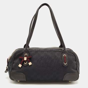 Pre Owned Gucci Black GG Canvas and Leather Princy Bag