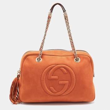 Pre Owned Gucci Brown Leather Large Soho Shoulder Bag