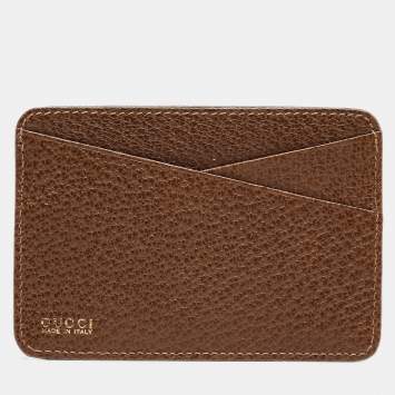 Pre Owned Gucci Brown GG Canvas and Leather Card Holder