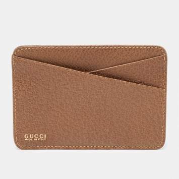Pre Owned Gucci Brown Leather Slim Card Holder