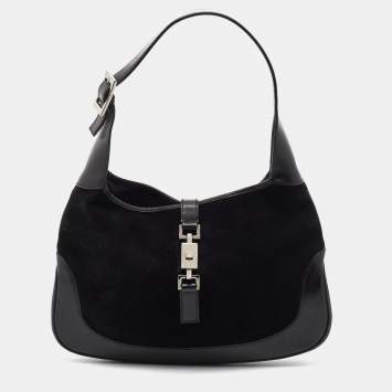Pre Owned Gucci Black Suede and Leather Jackie O Hobo