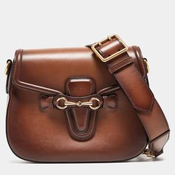 Pre Owned Gucci Brown Ombre Leather Medium Lady Web Shoulder Bag