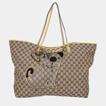 Pre Owned Gucci  Women's Fabric Tote Bag - Beige - One Size