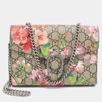 Pre Owned Gucci Multicolor GG Supreme Coated Canvas and Leather Mini Dionysus Blooms Wallet On Chain