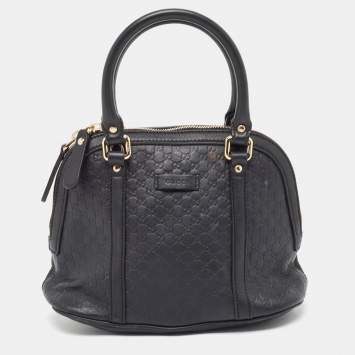Pre Owned Gucci Black Microguccissima Leather Mini Nice Dome Bag