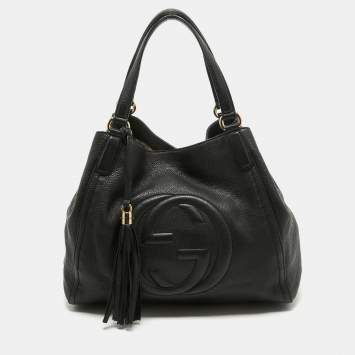 Pre Owned Gucci Black Leather Medium Soho Shoulder Bag