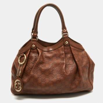 Pre Owned Gucci Brown Guccissima Leather Medium Sukey Tote
