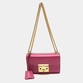 Pre Owned Gucci Pink Leather Small Padlock Shoulder Bag