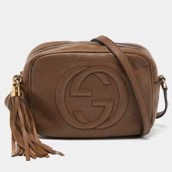 Pre Owned Gucci Brown Leather Small Soho Disco Crossbody Bag