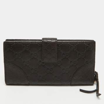 Pre Owned Gucci Choco Brown Guccissima Leather Bree Continental Wallet
