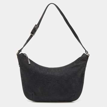 مملوكة مسبقًا Gucci Black GG Canvas and Leather Pochette