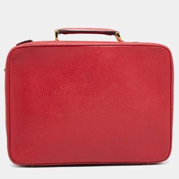 Pre Owned Gucci Red Leather Briefcase Bag