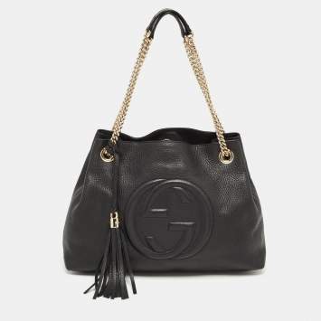 مملوكة مسبقًا Gucci Black Leather Medium Chain Soho Shoulder Bag