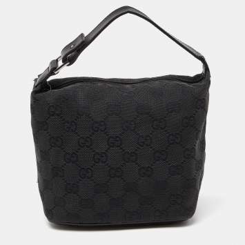 Pre Owned Gucci Black GG Canvas Mini Hobo