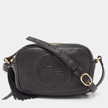 Pre Owned Gucci Black Leather Mini Soho Disco Shoulder Bag