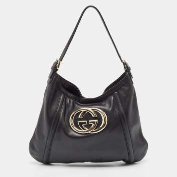 Pre Owned  Gucci Black Leather Britt Hobo