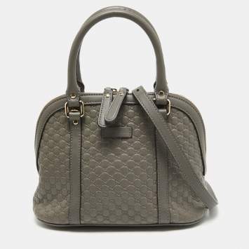 Pre Owned Gucci Grey Microguccissima Leather Mini Nice Dome Bag
