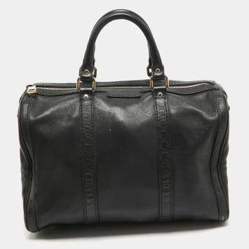Pre Owned Gucci Black Guccissima Leather Medium Joy Boston Bag