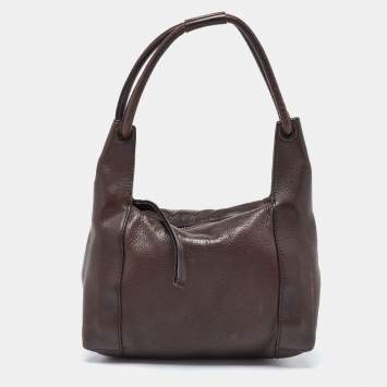 Pre Owned Gucci Dark Brown Leather Baguette Bag