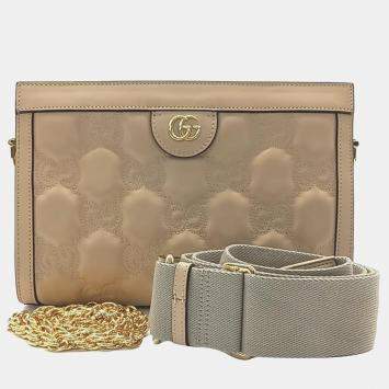 Pre Owned Gucci Beige Leather Small Shoulder Bag