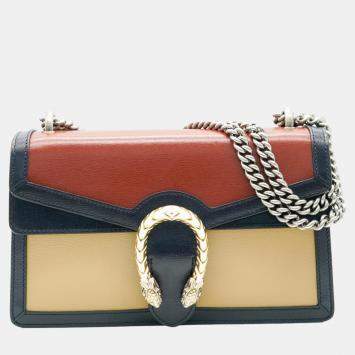 Pre Owned Gucci Tricolour Leather Small Dionysus Shoulder Bag