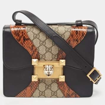 Pre Owned Gucci Multicolor GG Supreme Canvas and Elaphe Medium Osiride Shoulder Bag
