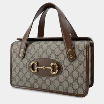 Pre Owned Gucci Small GG Supreme Horsebit 1955 Top Handle