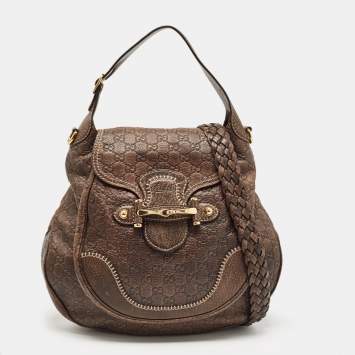 Pre Owned Gucci Brown Guccissima Leather Large New Pelham Hobo