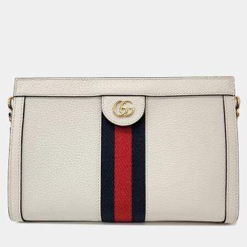 Pre Owned Gucci Ivory Leather Ophidia Shoulder Bag
