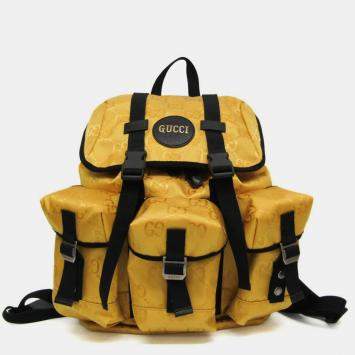 Pre Owned Gucci Yellow/Black GG Nylon Off The Grid Backpack