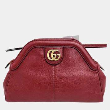 Pre Owned Gucci Red Leather Rebelle Small Shoulder Bag