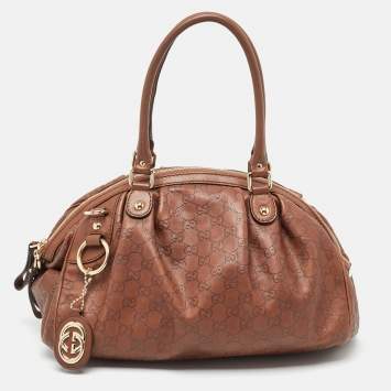 Pre Owned Gucci Brown Guccissima Leather Medium Sukey Satchel