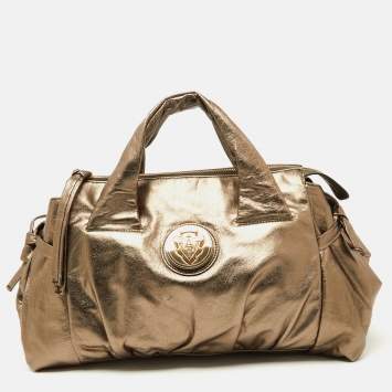Pre Owned Gucci Metallic Gold Leather Hysteria Tote
