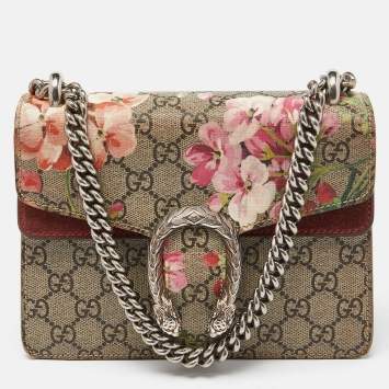 Pre Owned Gucci Multicolor GG Supreme Canvas and Suede Mini Blooms Dionysus Shoulder Bag
